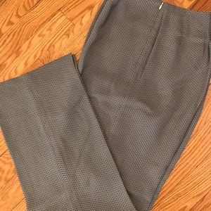 LOFT 6P dress pants, deep navy and cream pattern